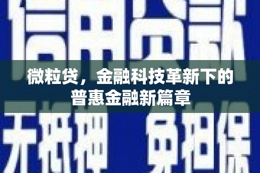 佳县微粒贷，金融科技革新下的普惠金融新篇章