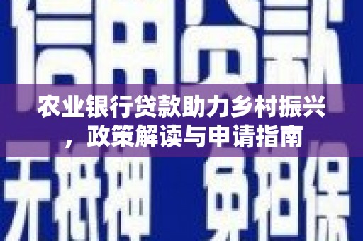 佳县农业银行贷款助力乡村振兴，政策解读与申请指南