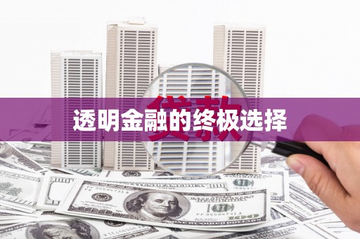 佳县透明金融的终极选择